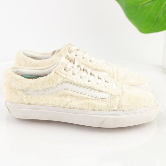 Vans Womens Old School Sneaker Size 8 White Sherpa Furry Lace Up Skate Shoe - Picture 5 of 12
